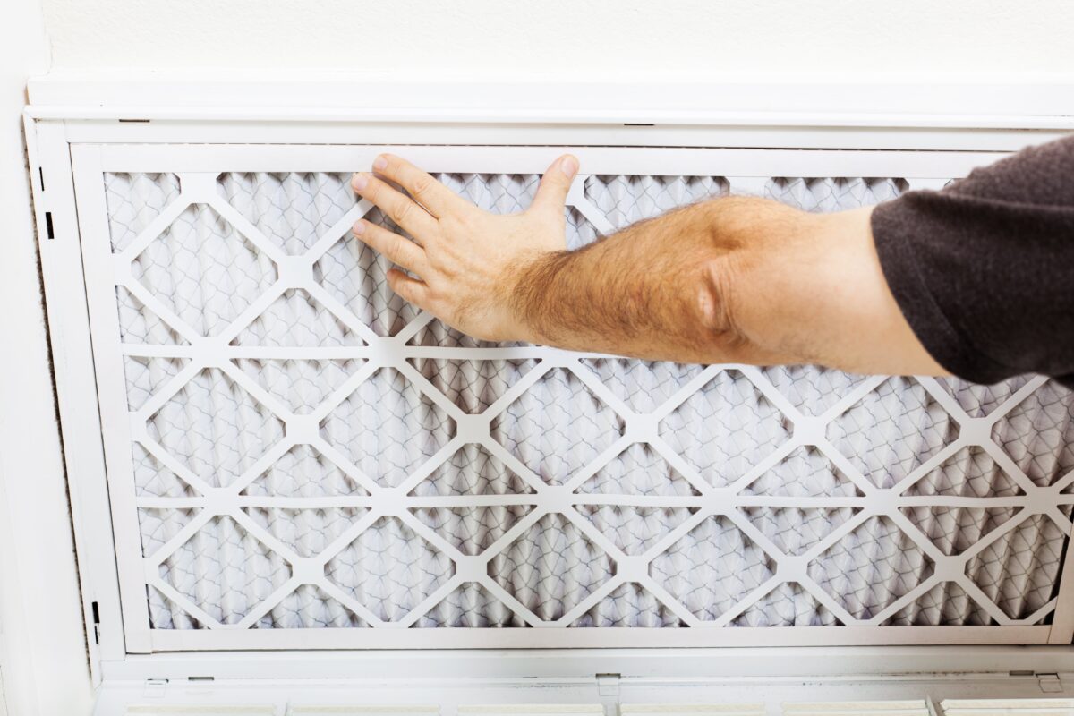 An install for a indoor air filter improves air quality of this home